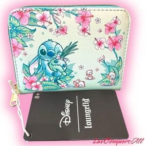 Loungefly Disney Stitch and Ducks Floral Mini Zipper Wallet